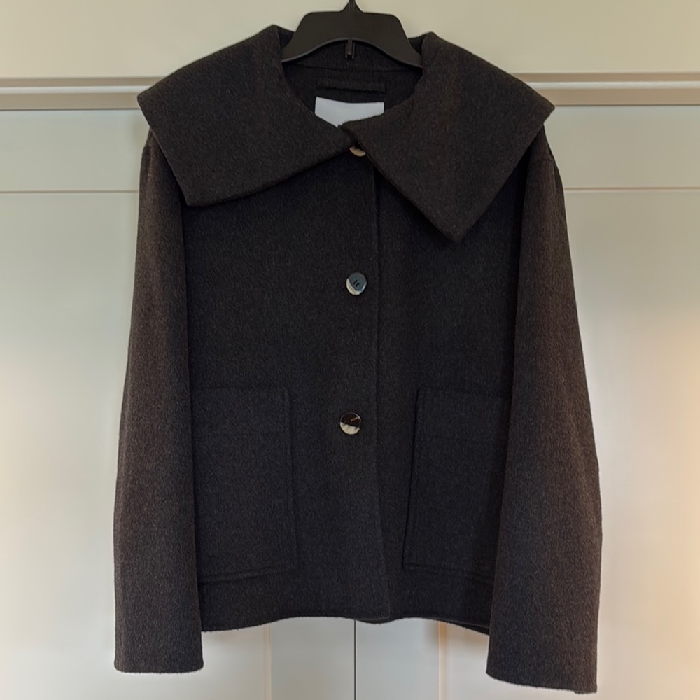 NWT Womens Ganni Charcoal Grey Wool Jacket - Size 42 or XL/XXL